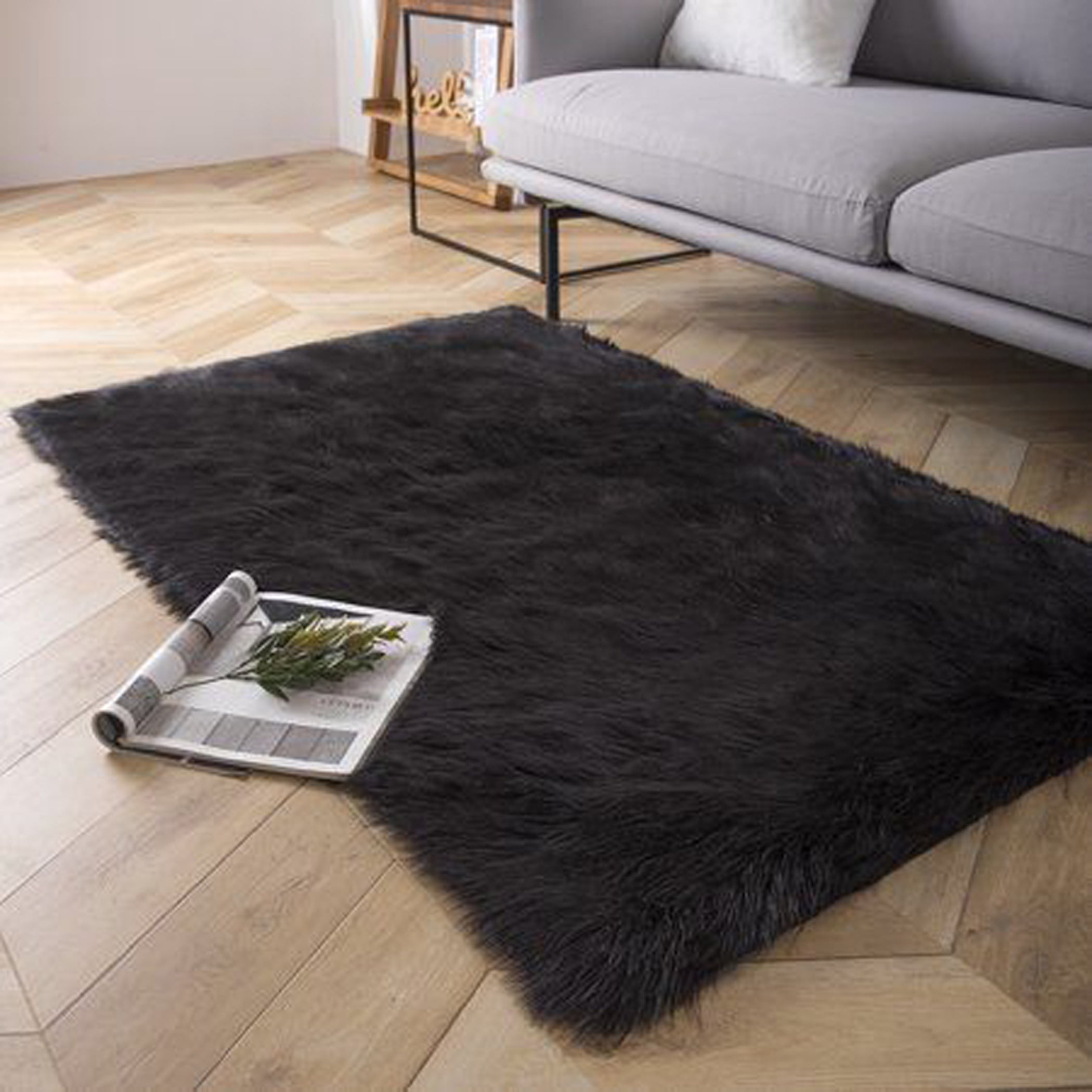 SUPER PLUSH 3X5 BLACK FLOKATI RUG | THICK 3000gsm WEIGHT | LONG 3.5