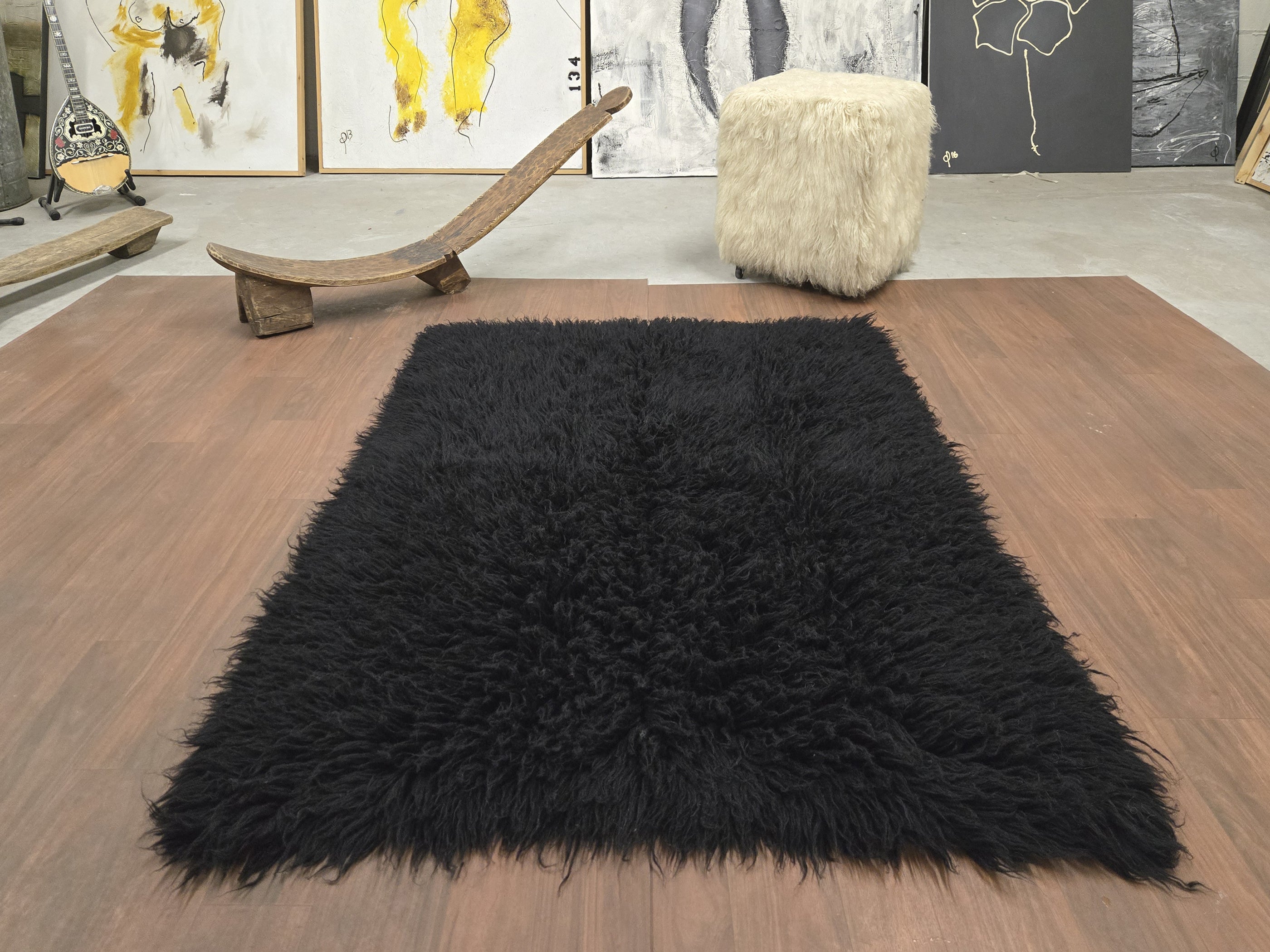 SUPER PLUSH 3X5 BLACK FLOKATI RUG | THICK 3000gsm WEIGHT | LONG 3.5