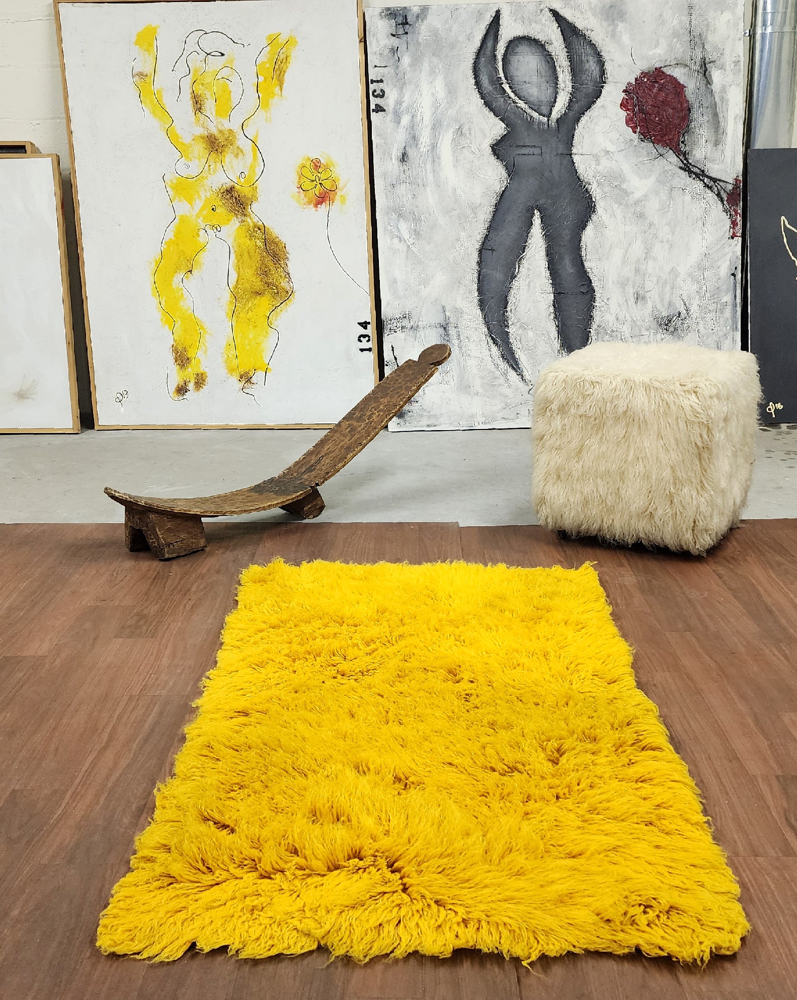 SUPER THICK 3X5 MUSTARD FLOKATI RUG | THICK 3000gsm WEIGHT | LONG 3.5