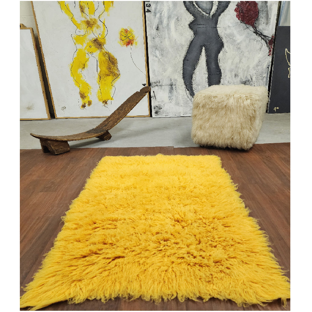 SUPER THICK 3X5 GOLD FLOKATI RUG | THICK 3000gsm WEIGHT | LONG 3.5