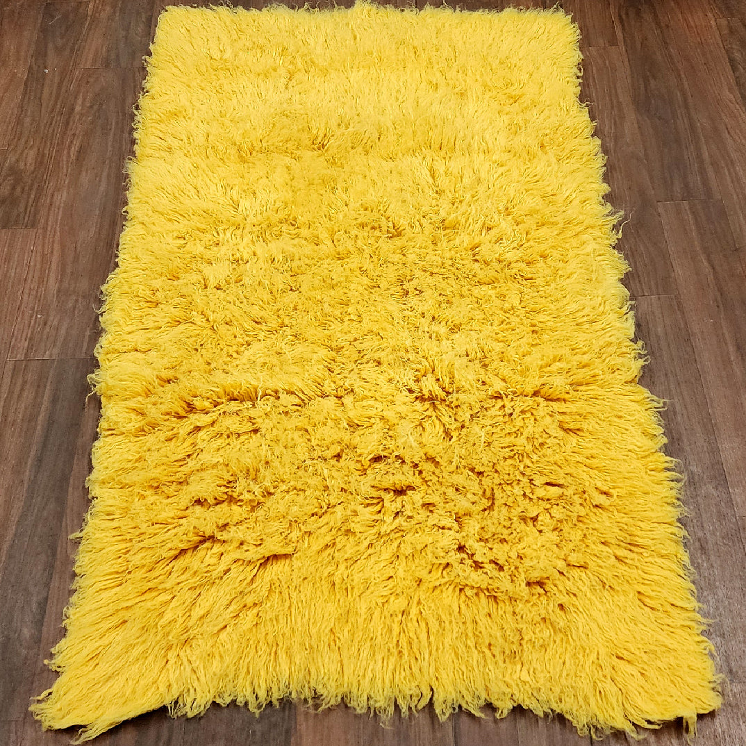 SUPER THICK 3X5 GOLD FLOKATI RUG | THICK 3000gsm WEIGHT | LONG 3.5