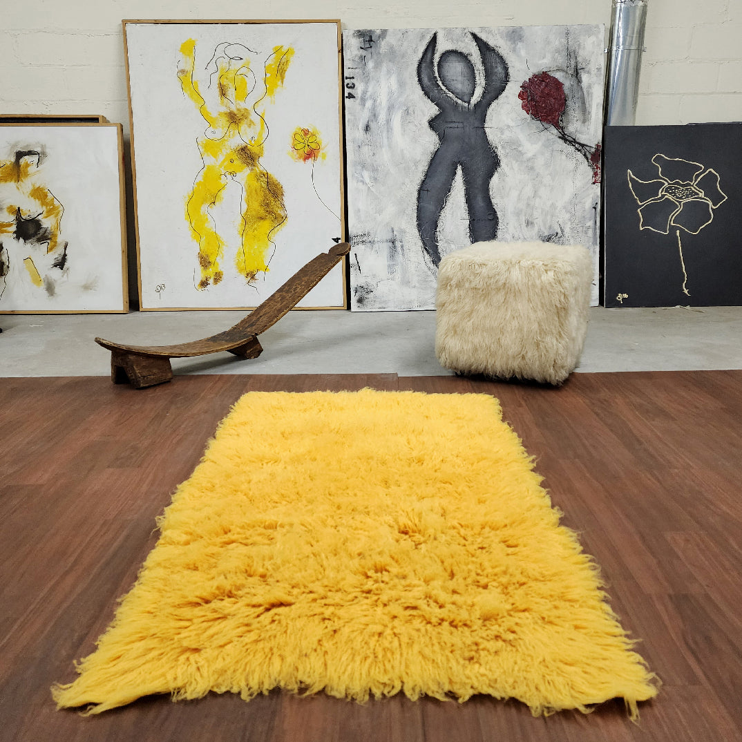SUPER THICK 3X5 GOLD FLOKATI RUG | THICK 3000gsm WEIGHT | LONG 3.5