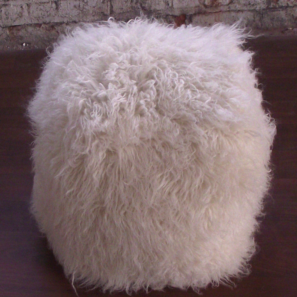 FLOKATI SHAG OTTOMAN | SHAGGY POOF | STYLISH ROOM ACCENT