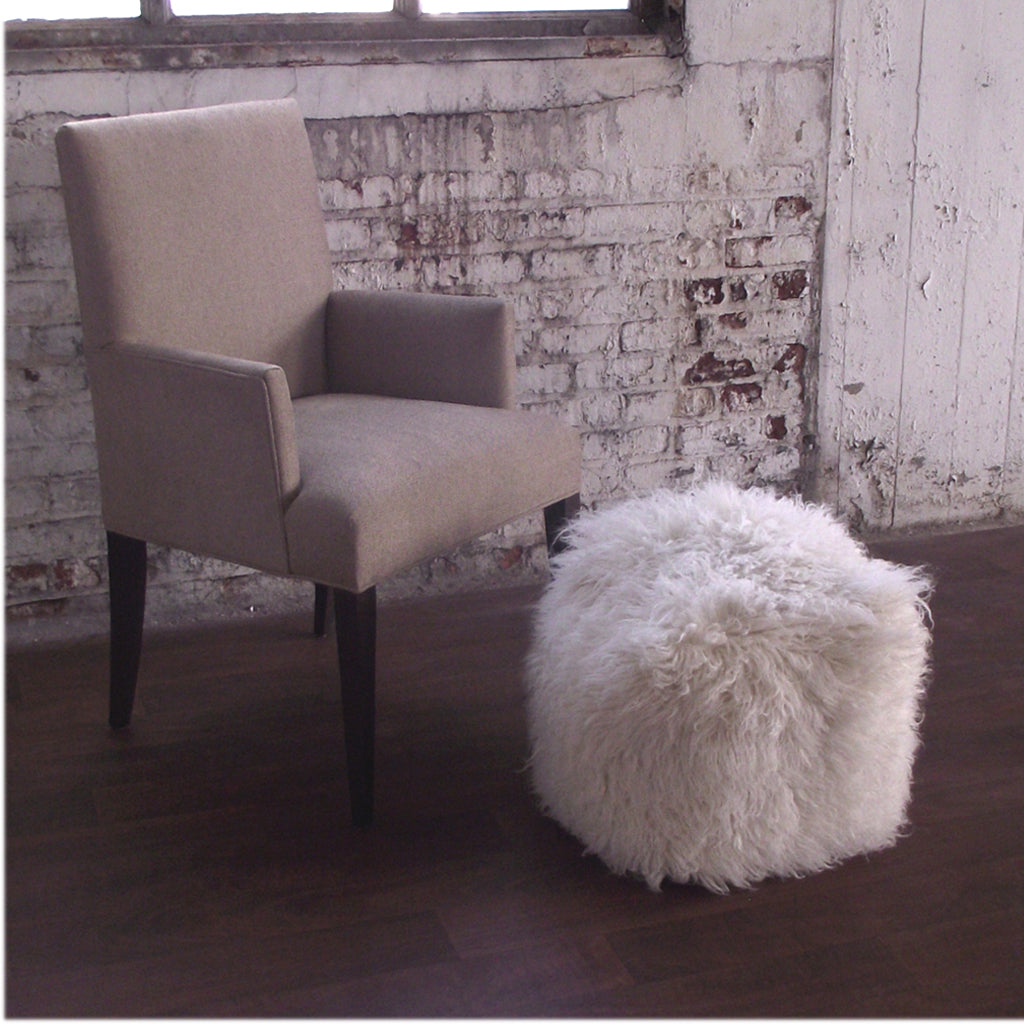 FLOKATI SHAG OTTOMAN | SHAGGY POOF | STYLISH ROOM ACCENT
