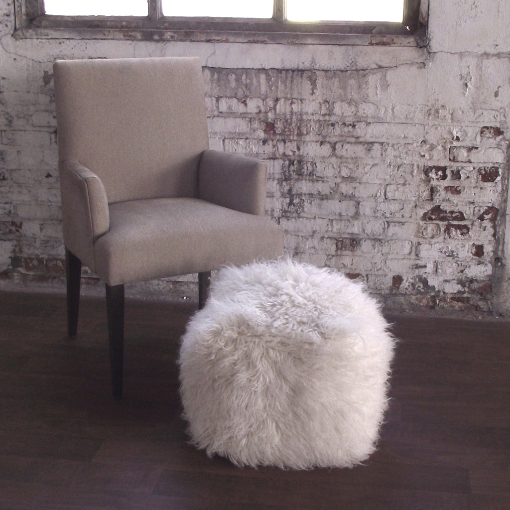 FLOKATI SHAG OTTOMAN | SHAGGY POOF | STYLISH ROOM ACCENT