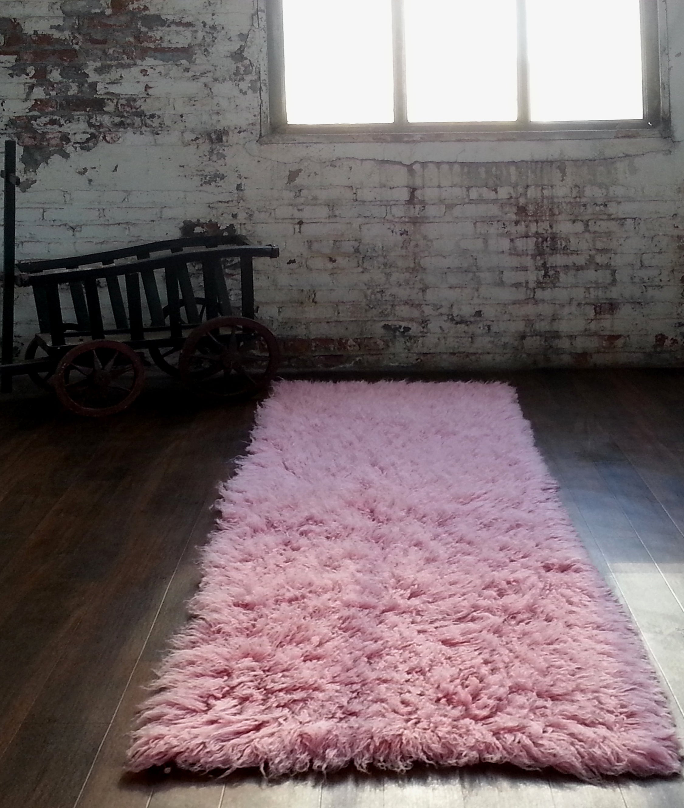 SUPER THICK 4X6 PASTEL PINK FLOKATI RUG | LONG 3.5