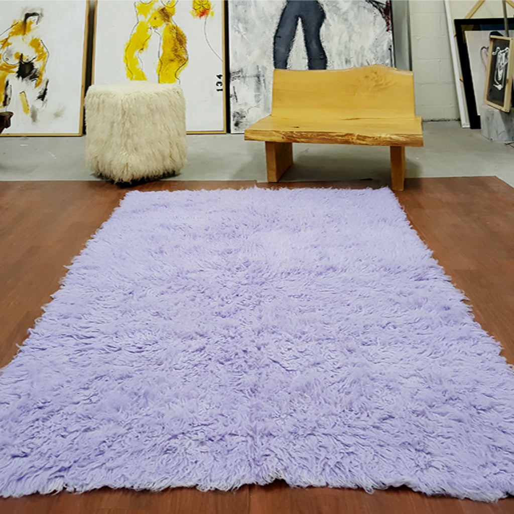 BEAUTIFUL 5x7 LAVENDER FLOKATI RUG |  LONG 3.5