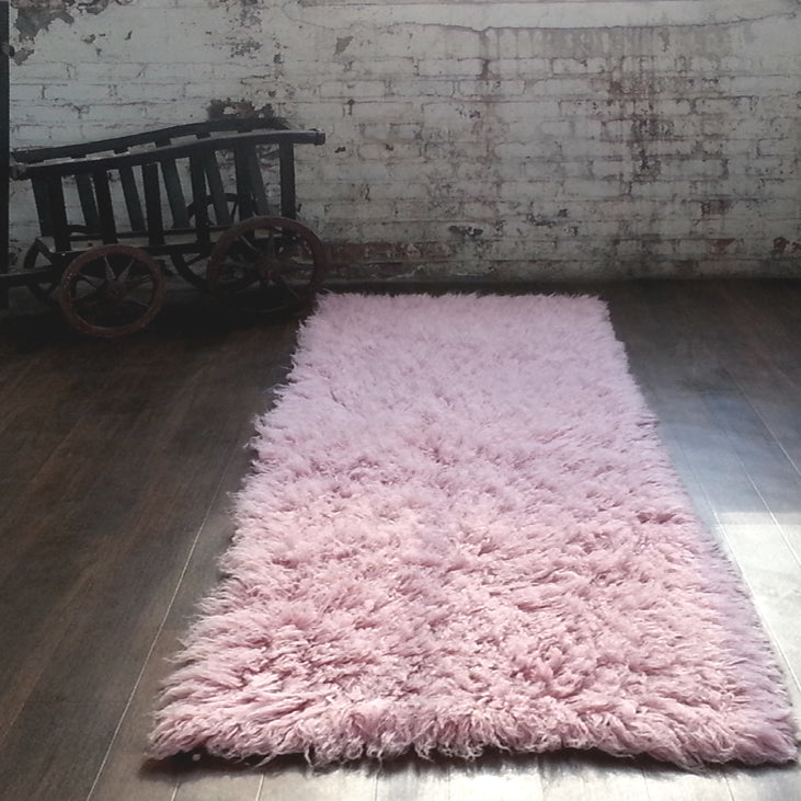 SUPER THICK 4X6 PASTEL PINK FLOKATI RUG | LONG 3.5