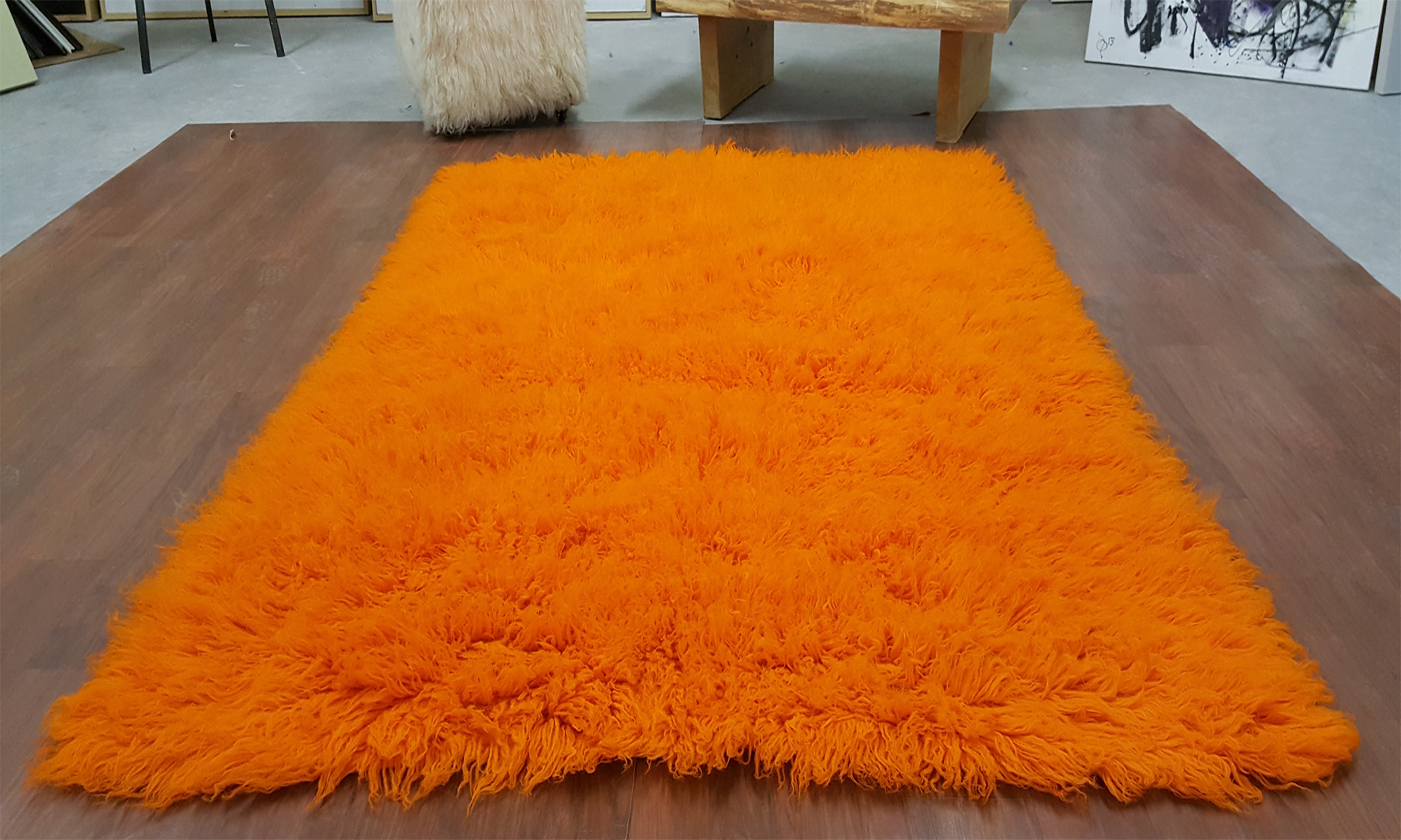 STYLISH 3x5 RETRO ORANGE FLOKATI RUG | THICK 3.5