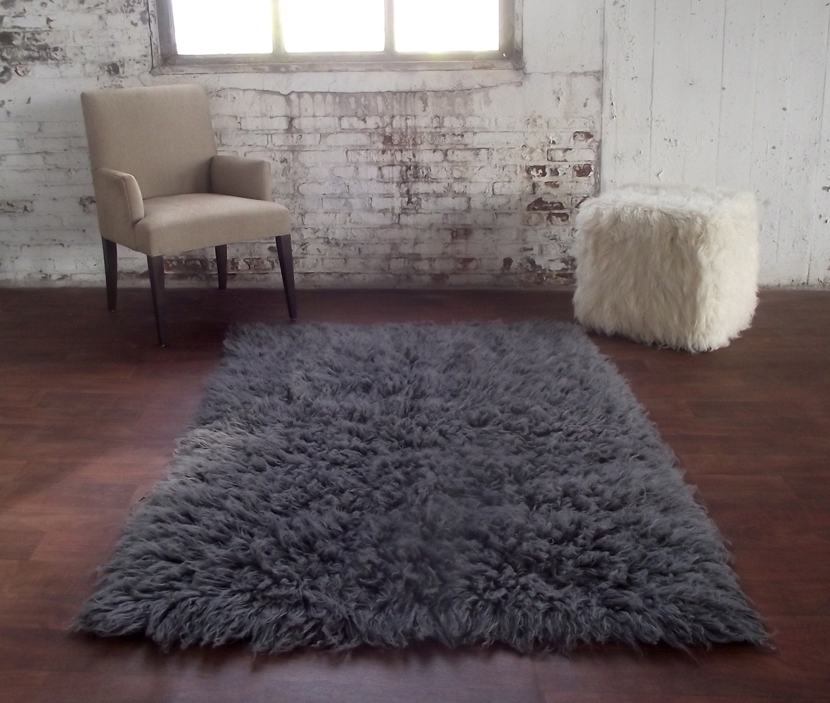 SUPER THICK 3X5 GRAY FLOKATI RUG | THICK 3000gsm WEIGHT | LONG 3.5