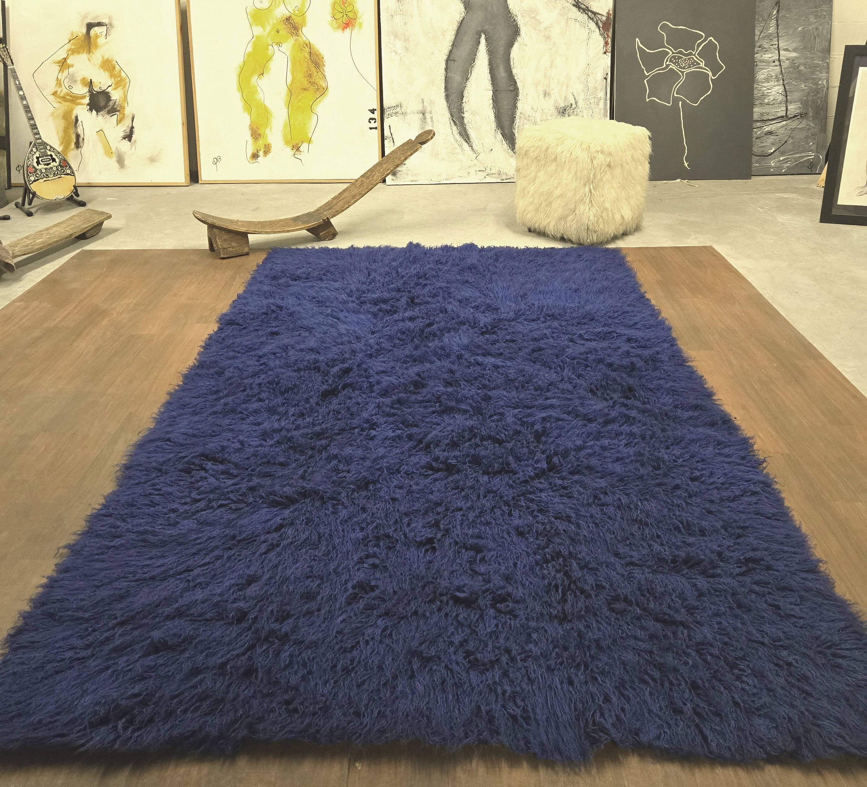 STYLISH ROYAL BLUE FLOKATI RUG | THICK 3.5