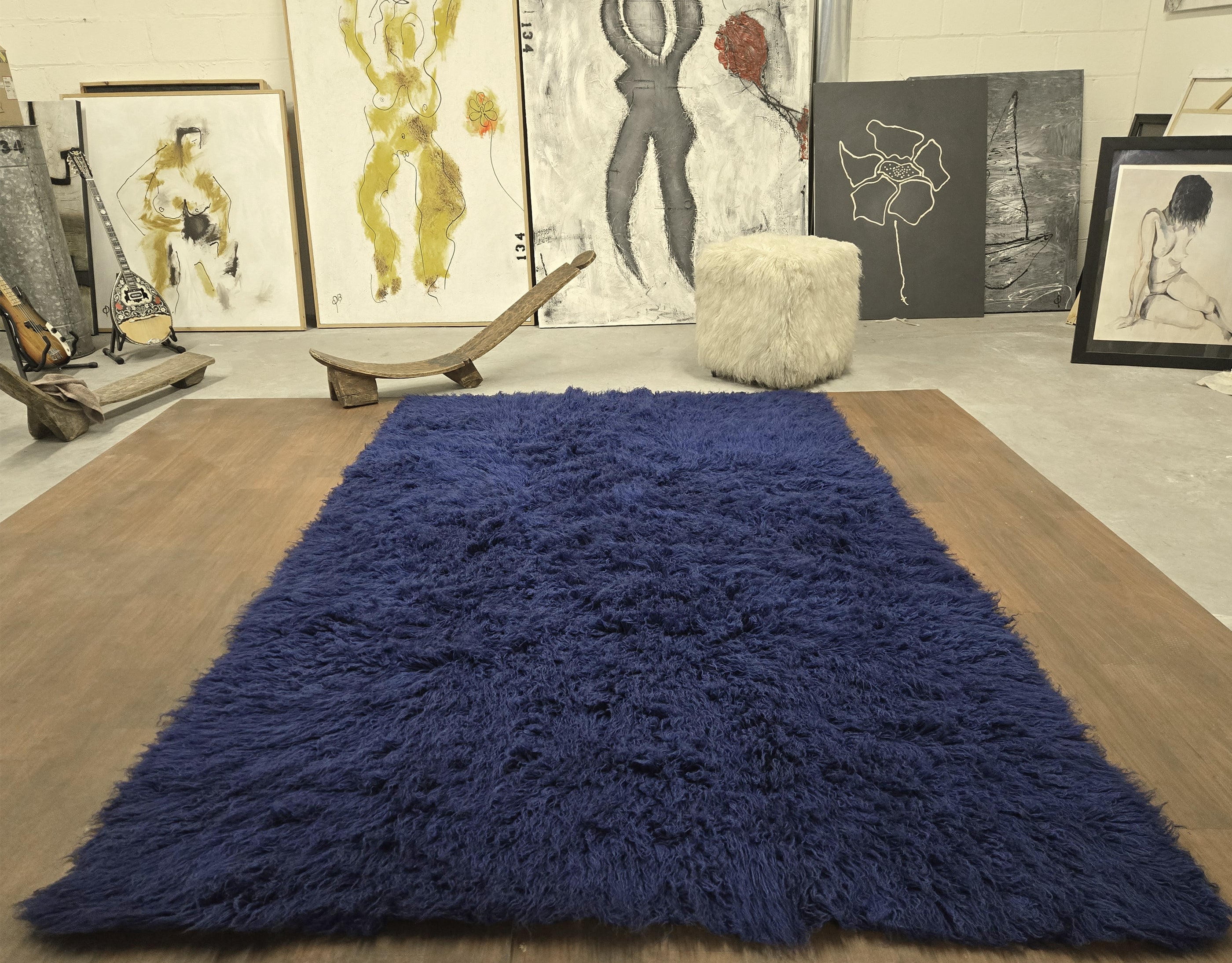 STYLISH ROYAL BLUE FLOKATI RUG | THICK 3.5