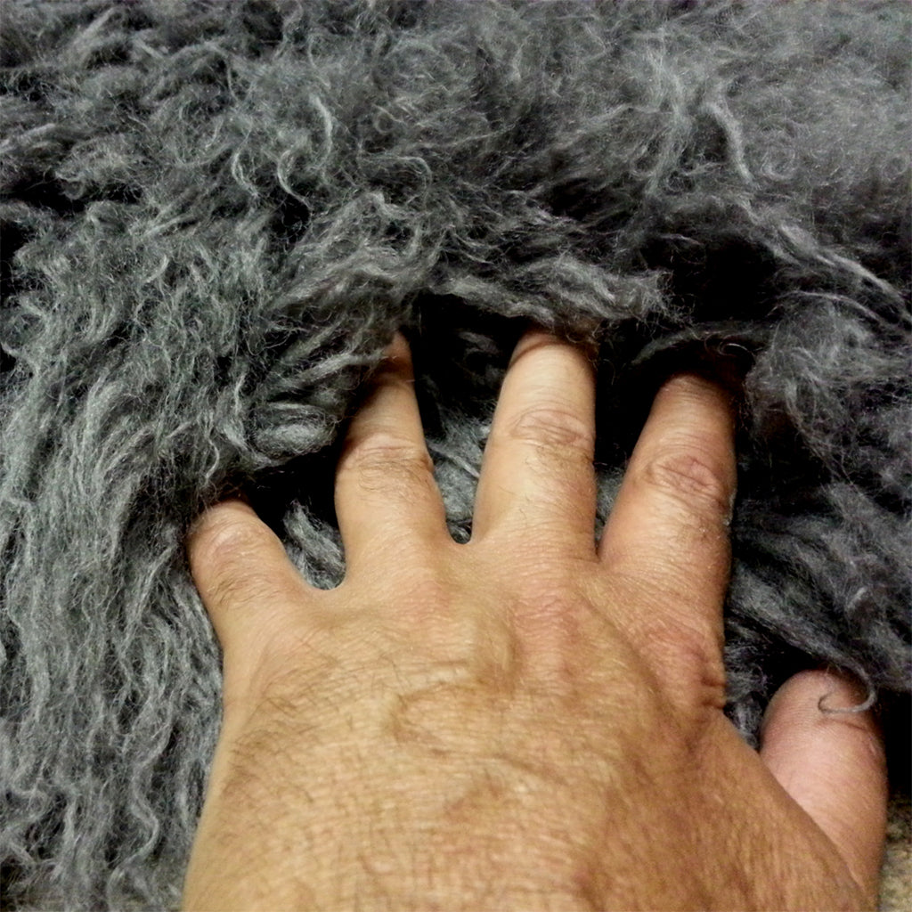 STYLISH 3X5 WARM GRAY FLOKATI RUG | THICK 3000 GRAM WEIGHT | LONG 3.5