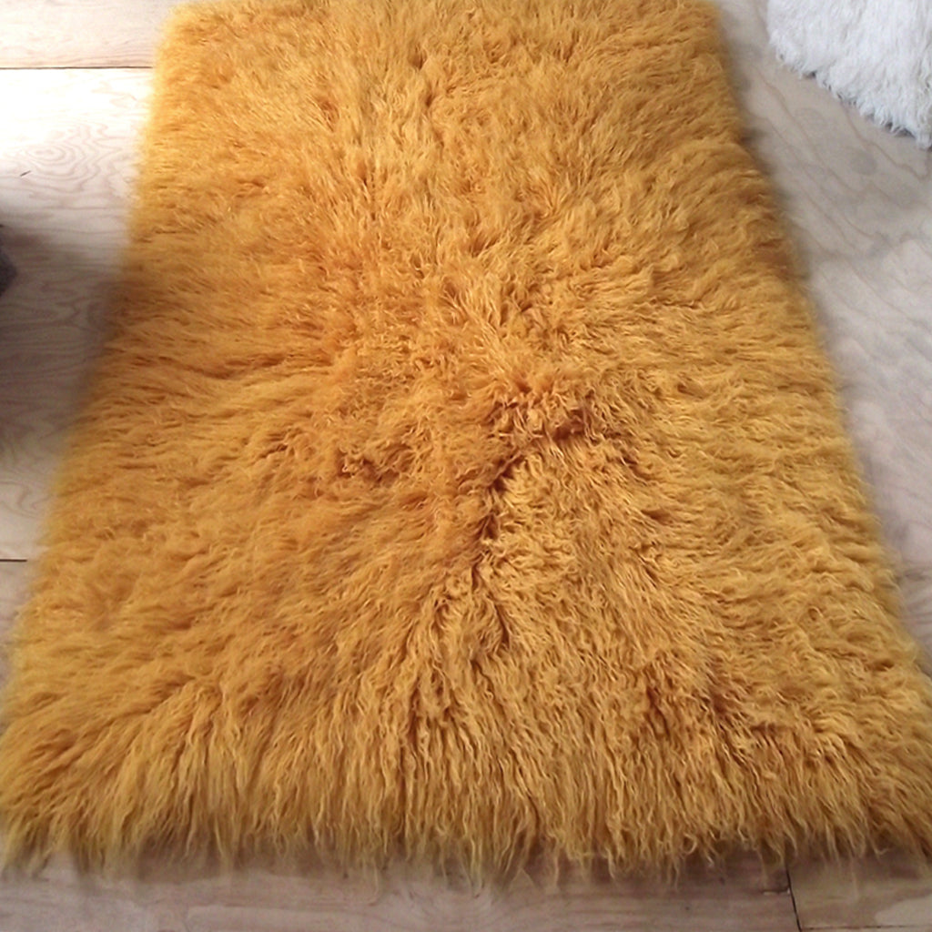 SUPER THICK 3X5 MUSTARD FLOKATI RUG | THICK 3000gsm WEIGHT | LONG 3.5