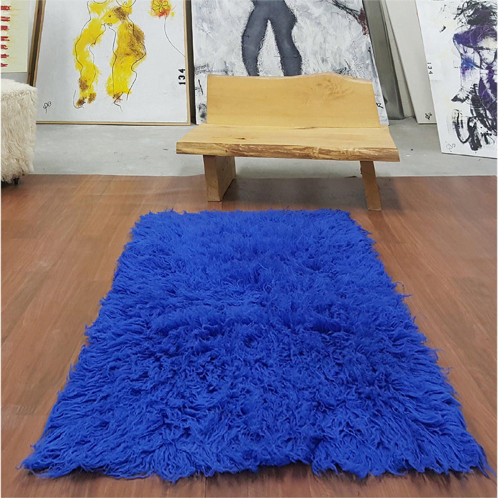 SUPER THICK 3X5 BLUE FLOKATI RUG | THICK 3000gsm WEIGHT | LONG 3.5 PILE