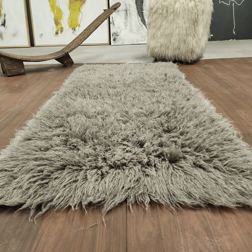 SUPER PLUSH 3X5 NATURAL GRAY FLOKATI RUG | THICK 3000gsm WEIGHT | LONG 3.5