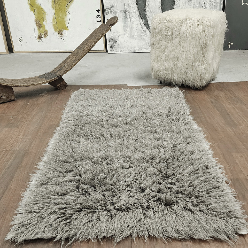 SUPER PLUSH 3X5 NATURAL GRAY FLOKATI RUG | THICK 3000gsm WEIGHT | LONG 3.5