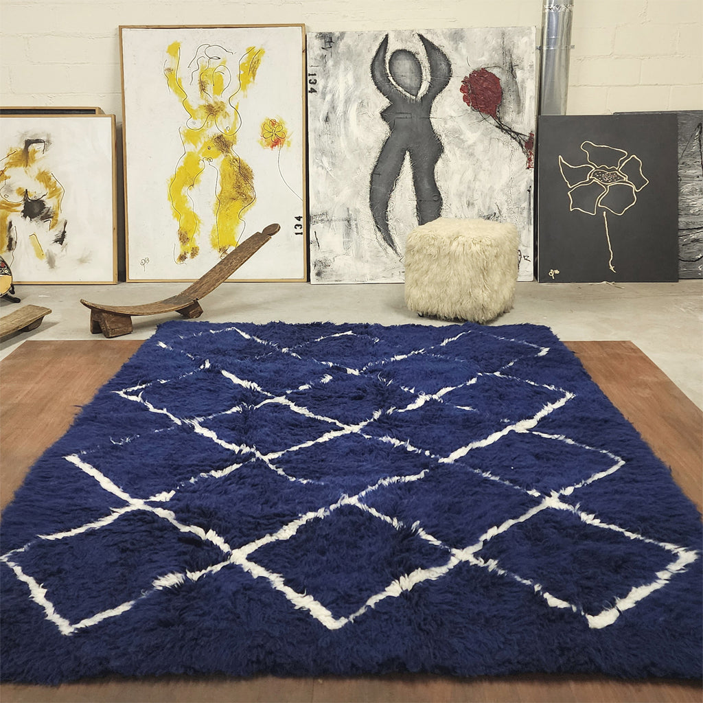 STUNNING 7x10 DESIGNER FLOKATI RUG | THICK 4