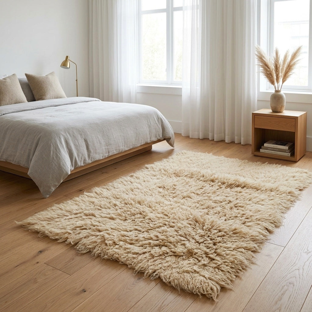 BEAUTIFUL 3X5 TAN FLOKATI RUG💥THICK 3.5