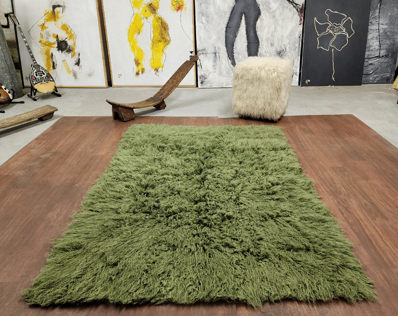 STYLISH 4x6 GRASS GREEN FLOKATI RUG | THICK 3.5