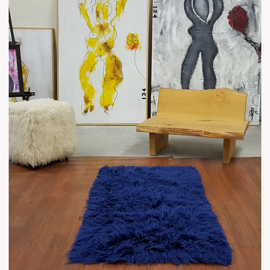 SUPER PLUSH 4X6 DENIM BLUE FLOKATI RUG | THICK 3000gsm WEIGHT | LONG 3.5