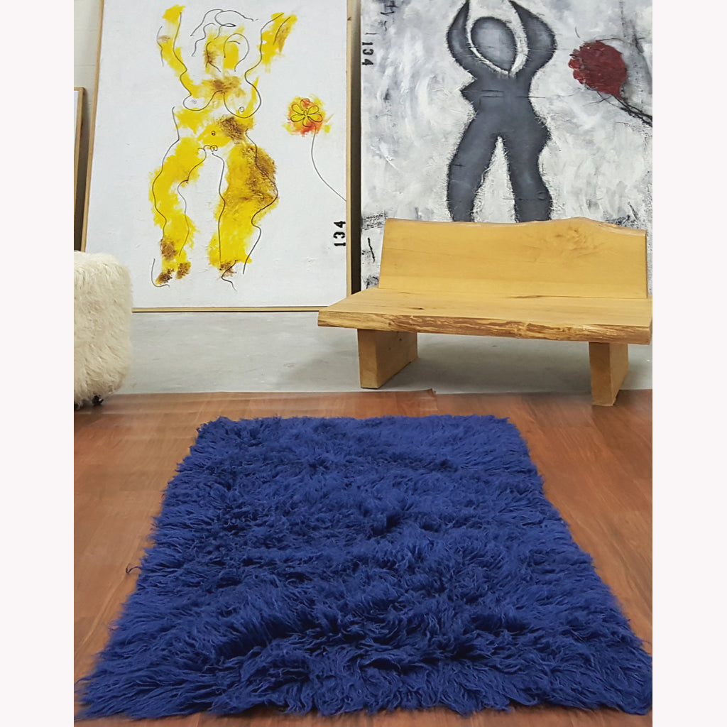 SUPER PLUSH 4X6 DENIM BLUE FLOKATI RUG | THICK 3000gsm WEIGHT | LONG 3.5
