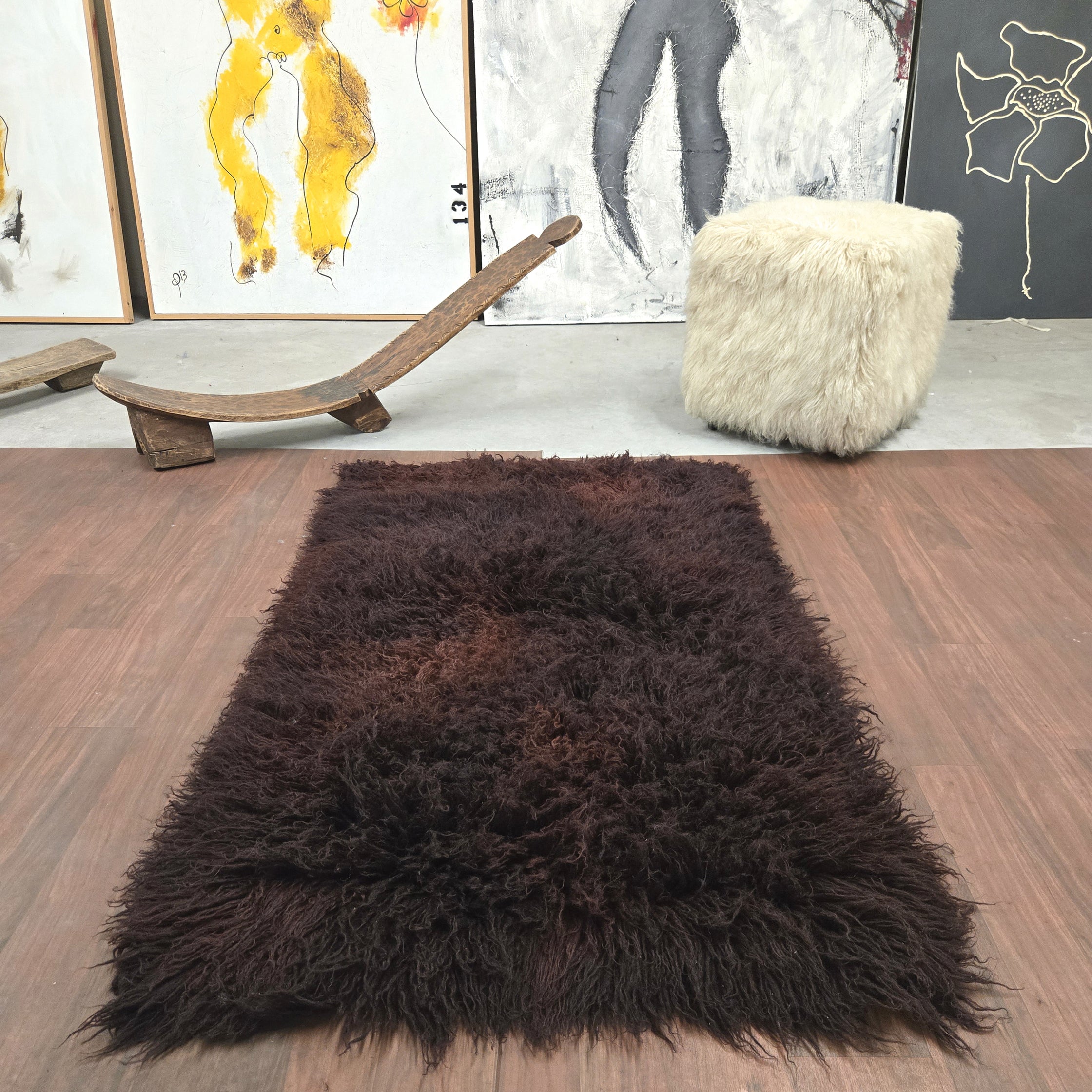 ULTRA-PLUSH DEEP RED SWIRLED FLOKATI RUG |  THICK 4
