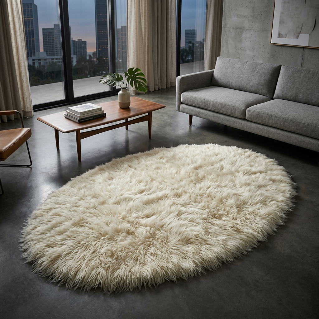 BEAUTIFUL 5x7 OVAL FLOKATI RUG | THICK 3.5