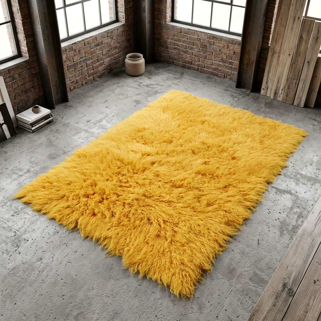 BEAUTIFUL 3X5 GOLD FLOKATI RUG💥LONG 3.5