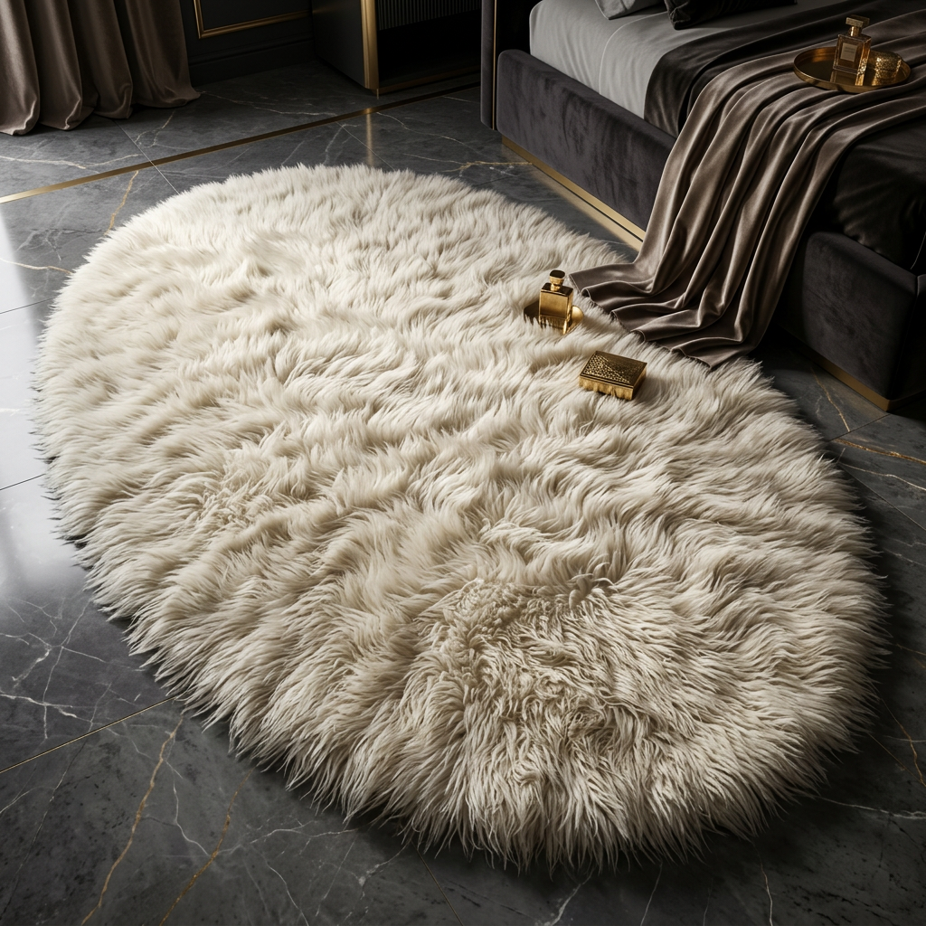 BEAUTIFUL 5x7 OVAL FLOKATI RUG | THICK 3.5