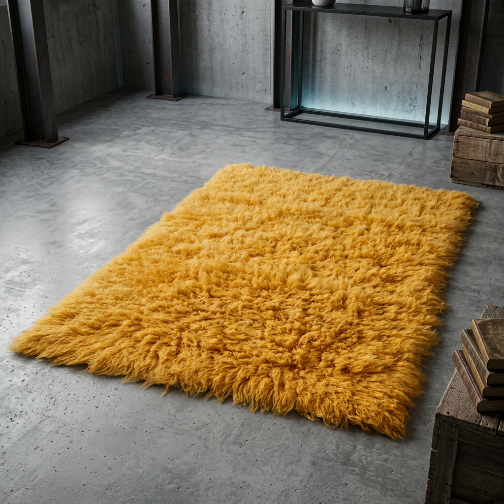 BEAUTIFUL 3X5 GOLD FLOKATI RUG💥LONG 3.5