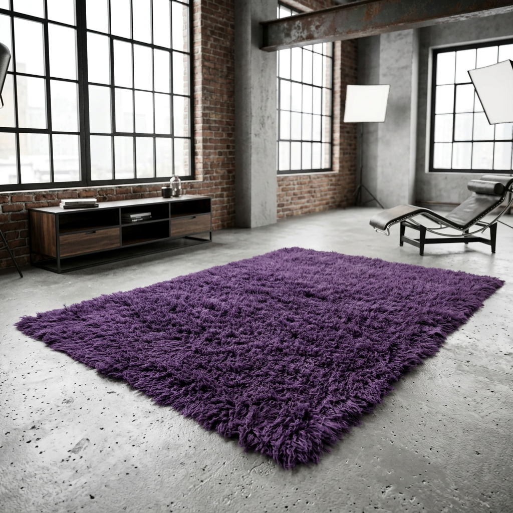 SUPER THICK 6x9 PURE PURPLE FLOKATI RUG💥LONG 3.5