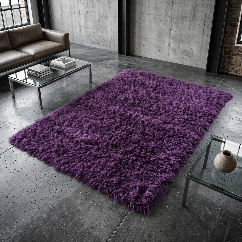 SUPER THICK 6x9 PURE PURPLE FLOKATI RUG💥LONG 3.5