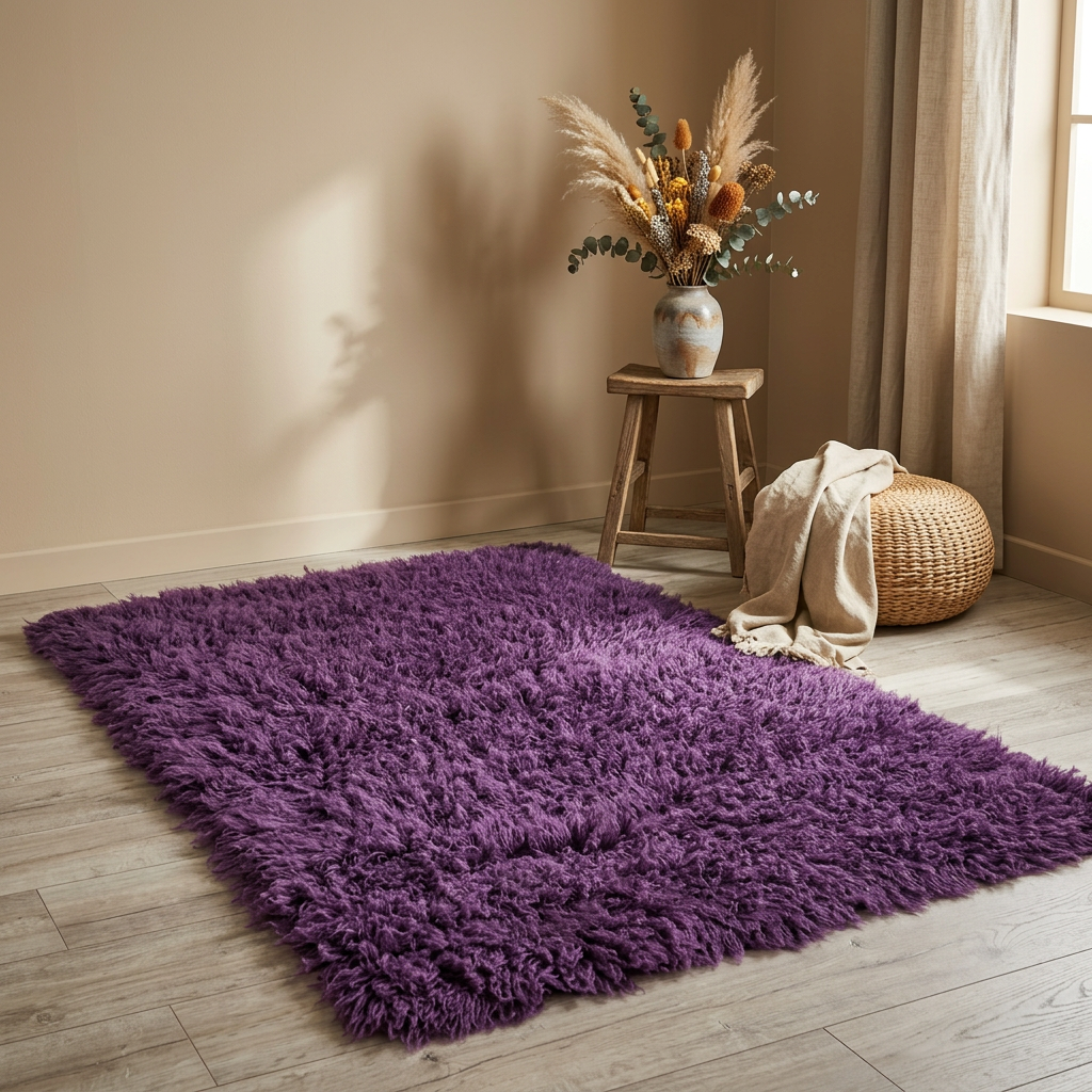 SUPER THICK 6x9 PURE PURPLE FLOKATI RUG💥LONG 3.5
