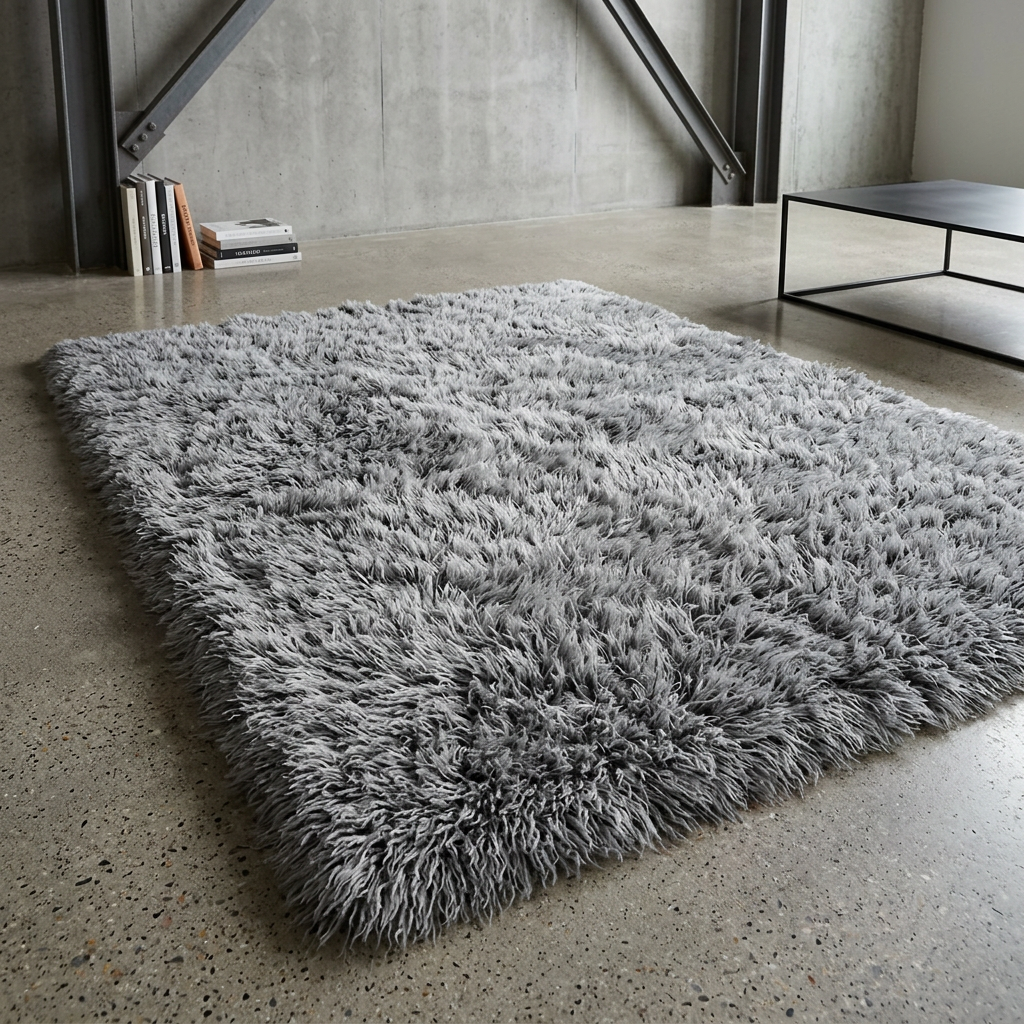 STYLISH SALT AND PEPPER GREEK FLOKATI RUG 💥THICK 3.5