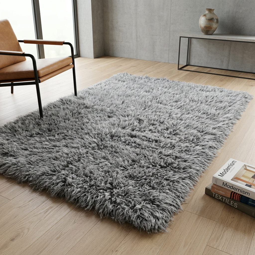 STYLISH SALT AND PEPPER GREEK FLOKATI RUG 💥THICK 3.5