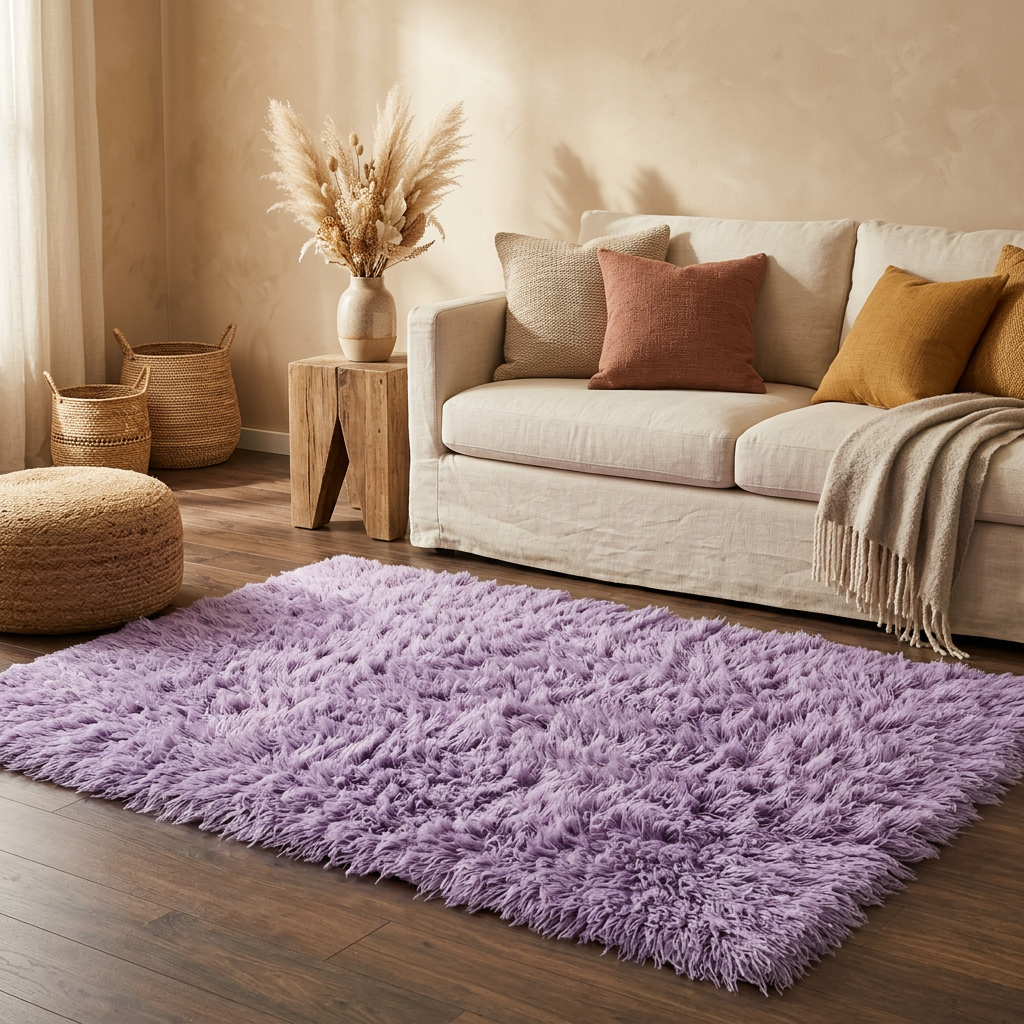BEAUTIFUL LAVENDER FLOKATI RUG💥LONG 3.5