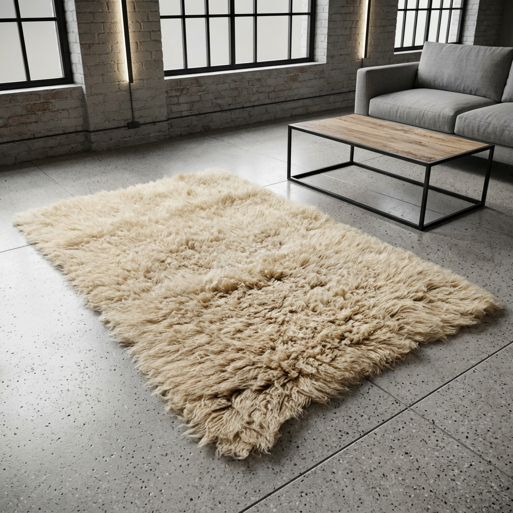 BEAUTIFUL 3X5 TAN FLOKATI RUG💥THICK 3.5