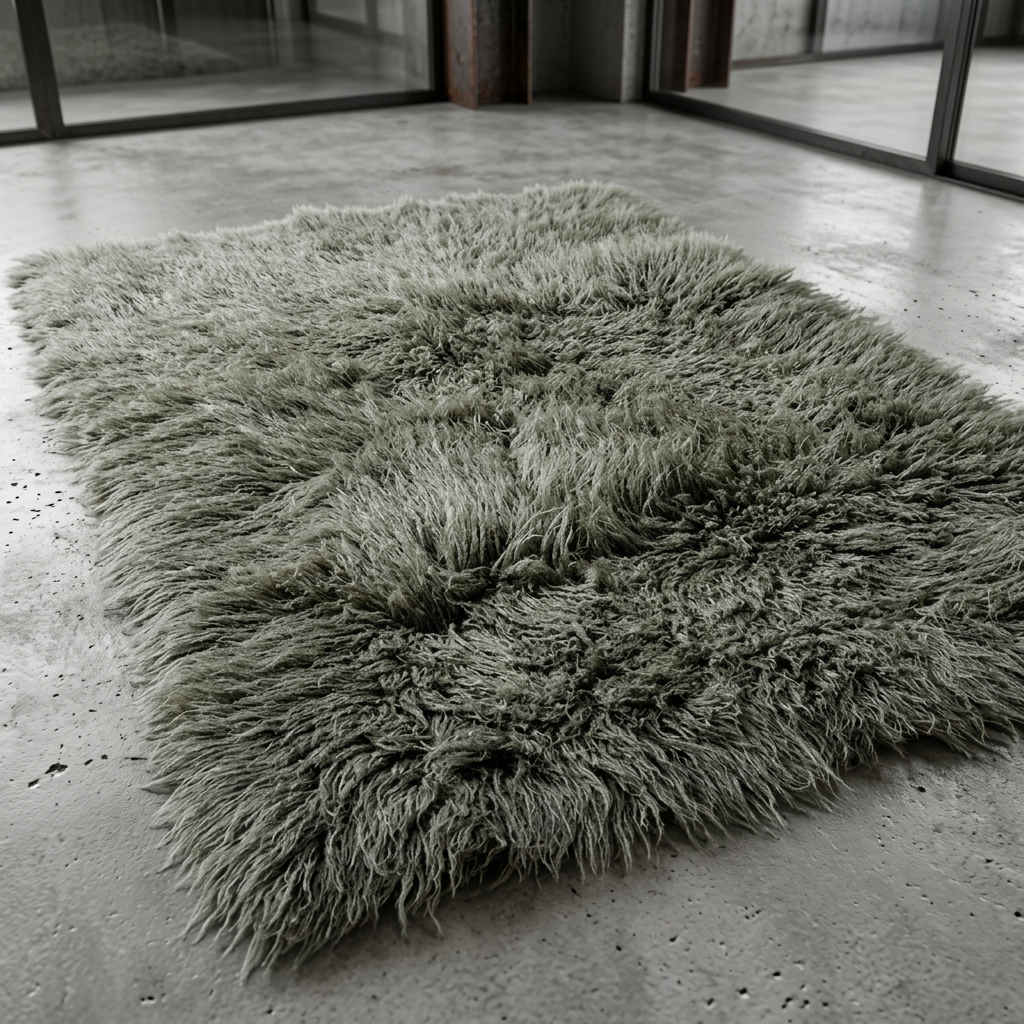 STYLISH 3X5 WARM GRAY FLOKATI RUG | THICK 3000 GRAM WEIGHT | LONG 3.5