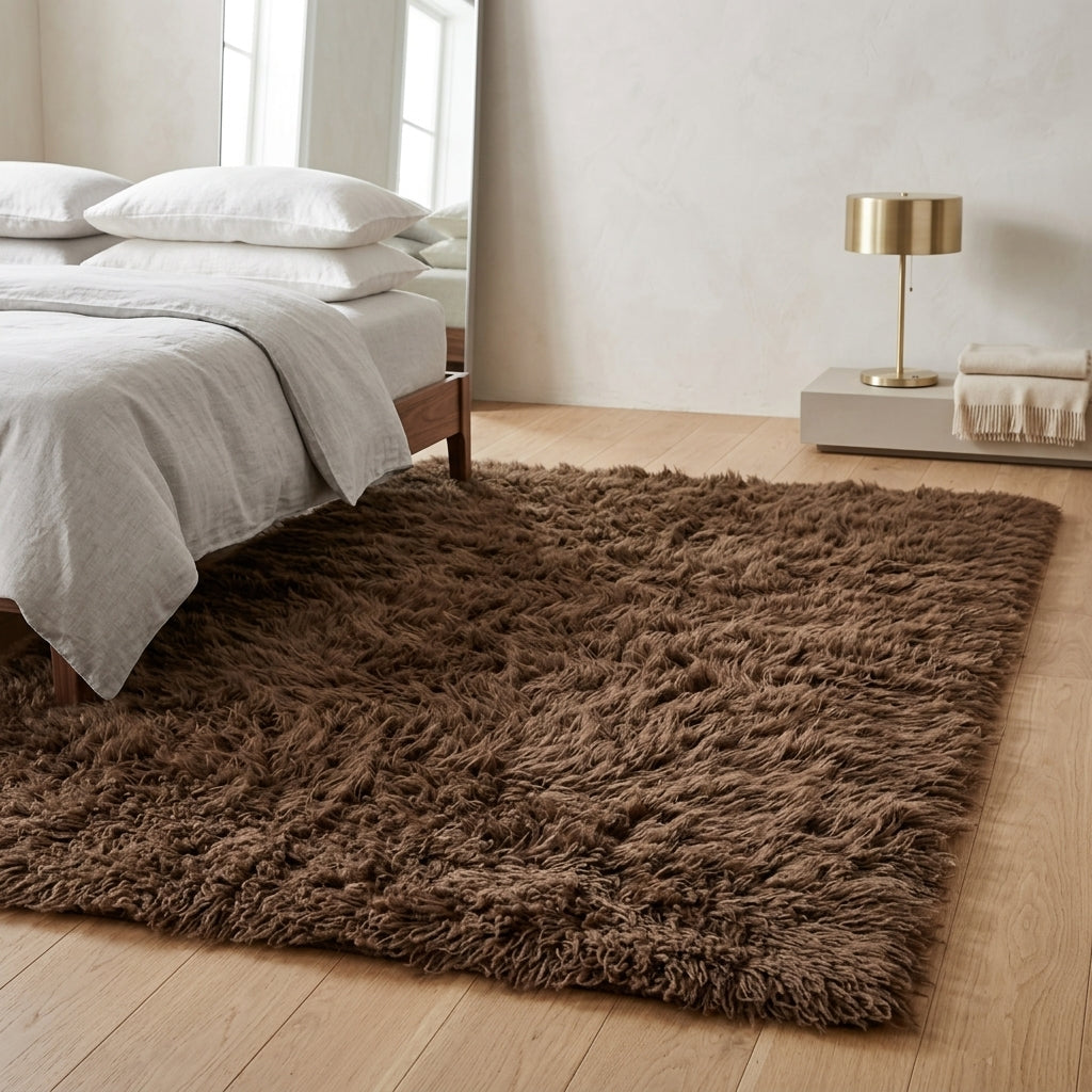 WoW💥 6x9 CHOCOLATE BROWN FLOKATI RUG💥LONG 3.5” PILE💥GREAT QUALITY