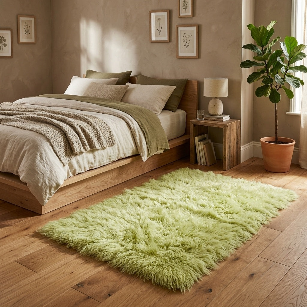 STYLISH 3X5 APPLE-LIME FLOKATI RUG💥 LONG 3.5