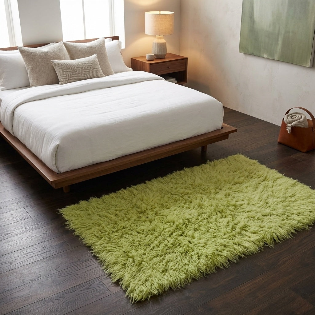 STYLISH 3X5 APPLE-LIME FLOKATI RUG💥 LONG 3.5