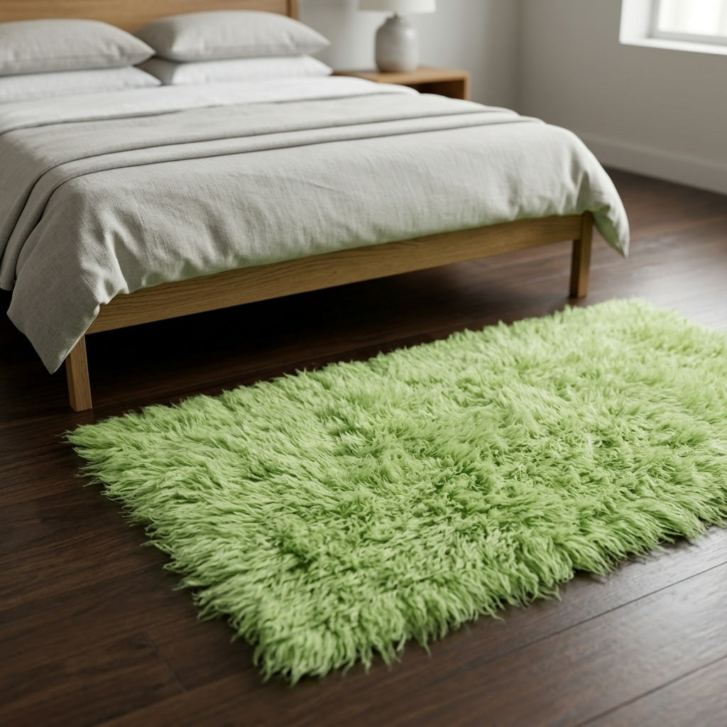 STYLISH 3X5 LIME GREEN FLOKATI RUG💥 LONG 3.5