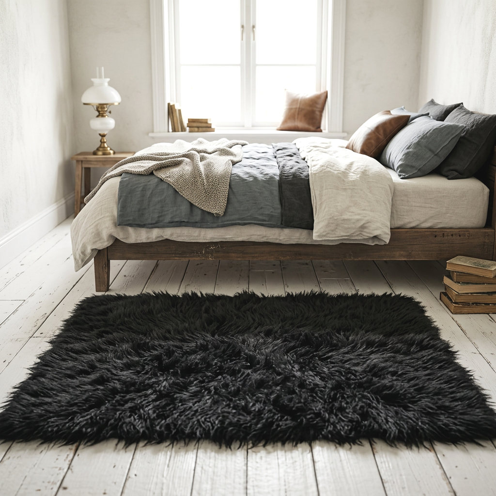 BEAUTIFUL BLACK FLOKATI RUGS💥 LONG 3.5