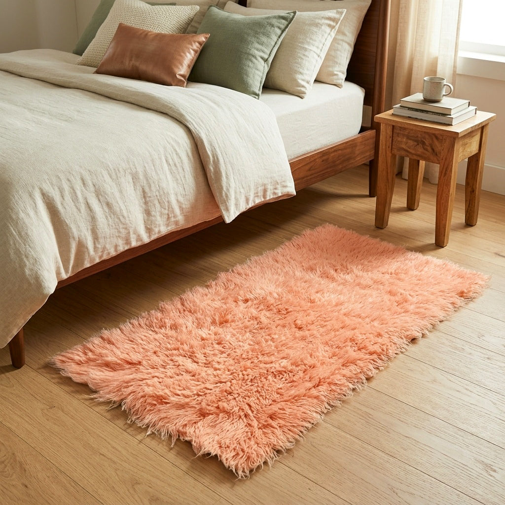 SUPER THICK 3X5 PEACH FLOKATI RUG💥LONG 3.5