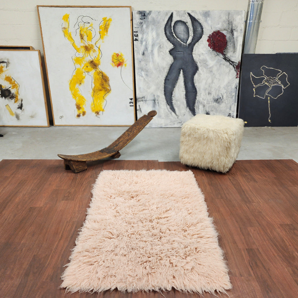 STYLISH 4x6 DUSTY ROSE FLOKATI RUG | PREMIUM 2000gsm WEIGHT | LONG 3