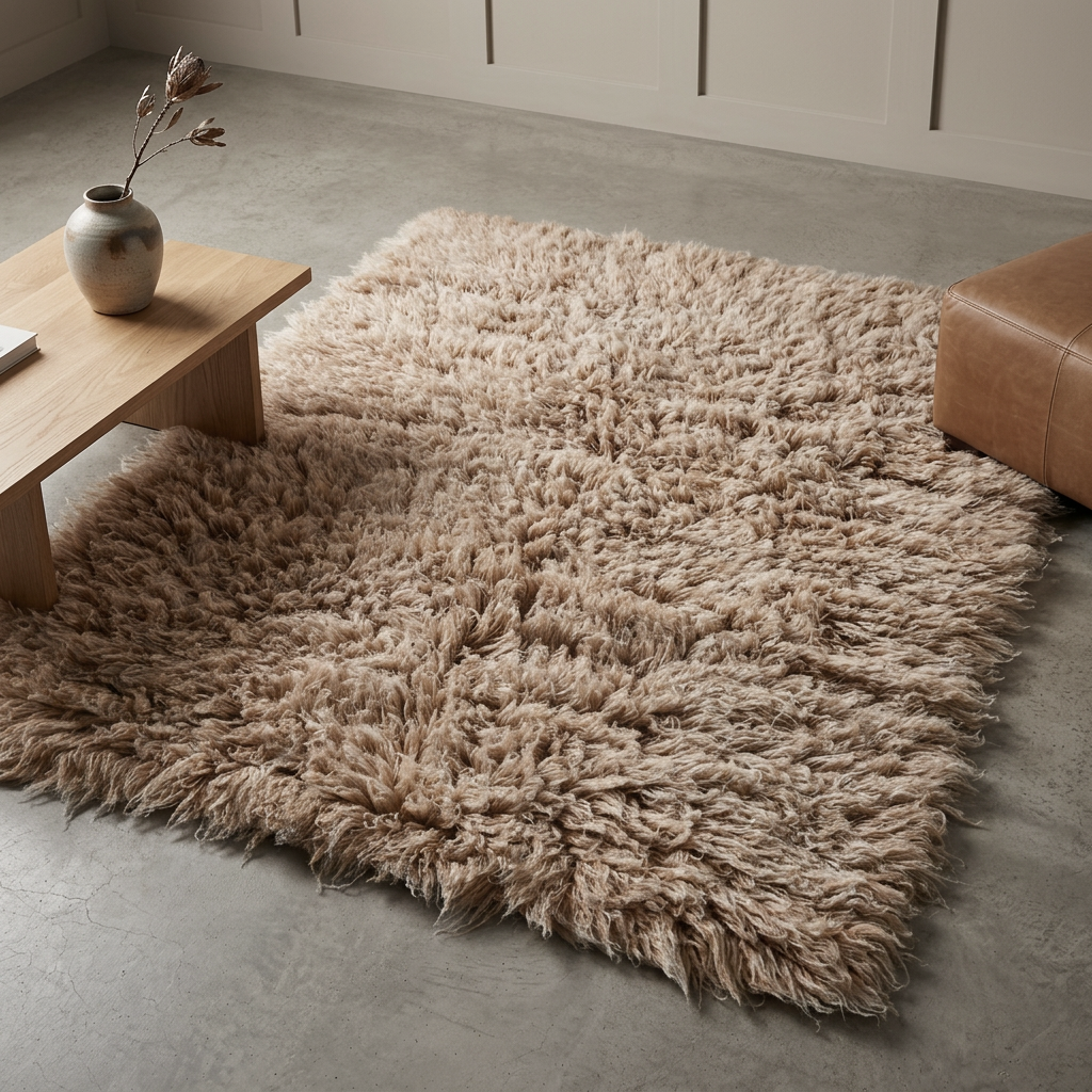 BEAUTIFUL COPPER + WHITE FLOKATI RUG | THICK 3.5