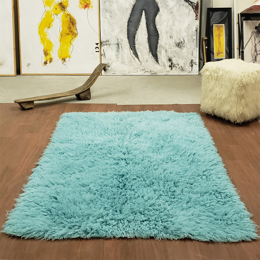 SUPER PLUSH 3X5 TURQUOISE FLOKATI RUG | THICK 3000gsm WEIGHT | LONG 3.5