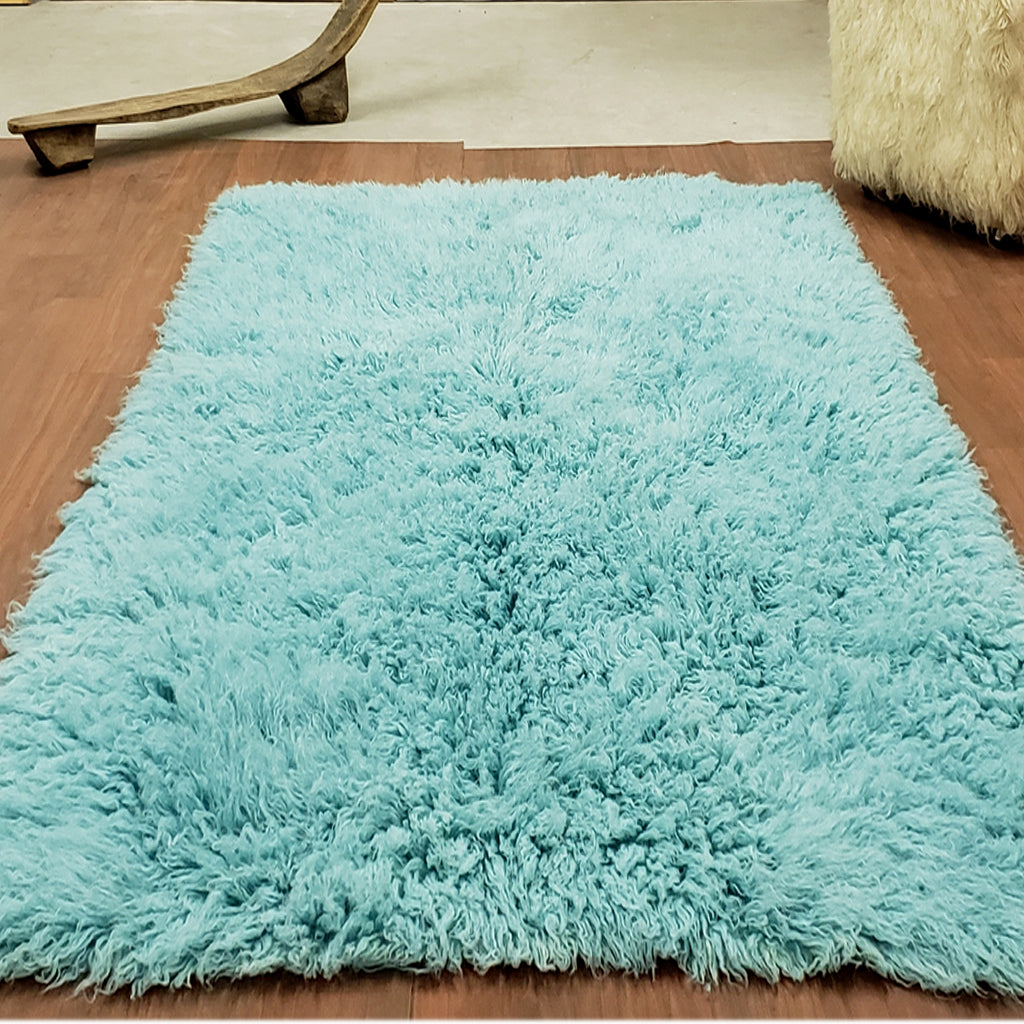 SUPER PLUSH 3X5 TURQUOISE FLOKATI RUG | THICK 3000gsm WEIGHT | LONG 3.5