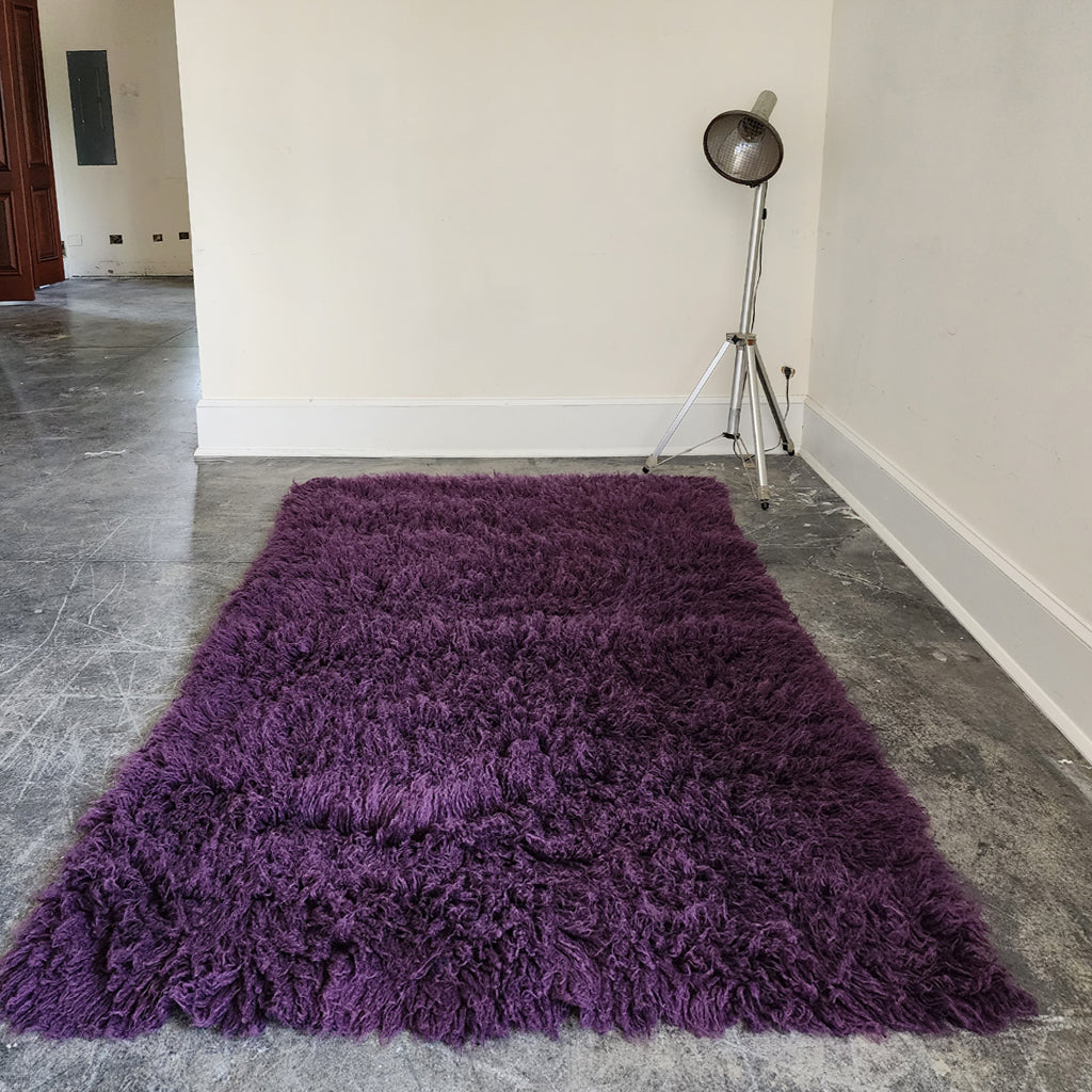 SUPER THICK 6x9 PURE PURPLE FLOKATI RUG | LONG 3.5